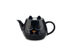 teapot wake cat black ceramic 28143