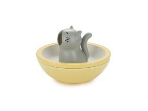 snack tray hungry cat yellow ceramic 28217